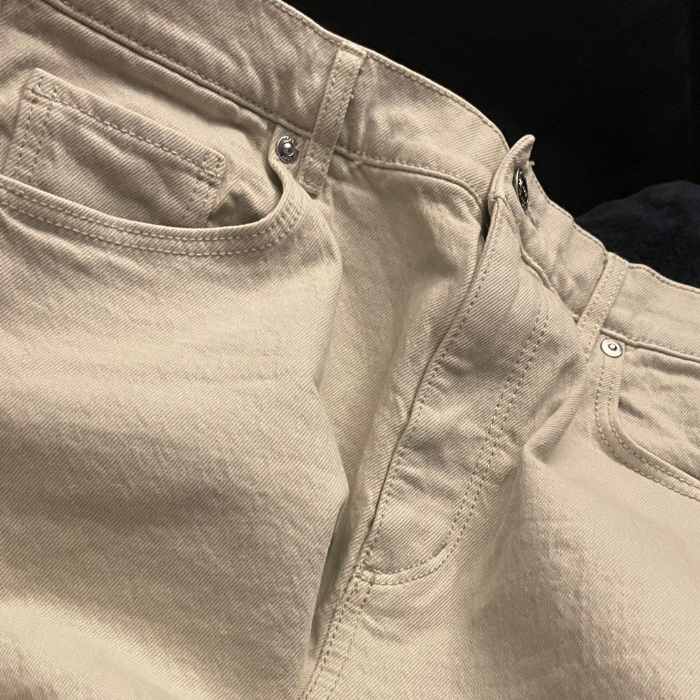 LOFT  High Waist Straight Crop Jeans Beige /Sand Size 28/6 NWT Raw Hem - Picture 5 of 16
